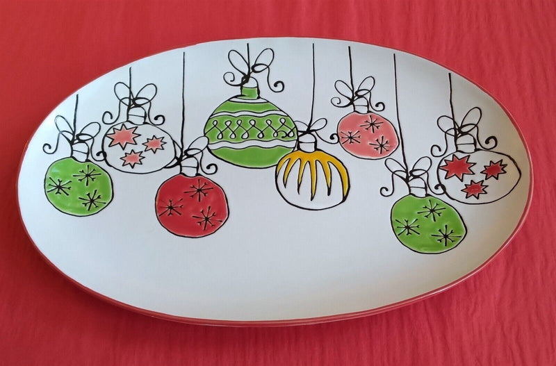 Load image into Gallery viewer, Holiday Christmas Platter Ornaments Plate 13" By Blue Sky Clayworks