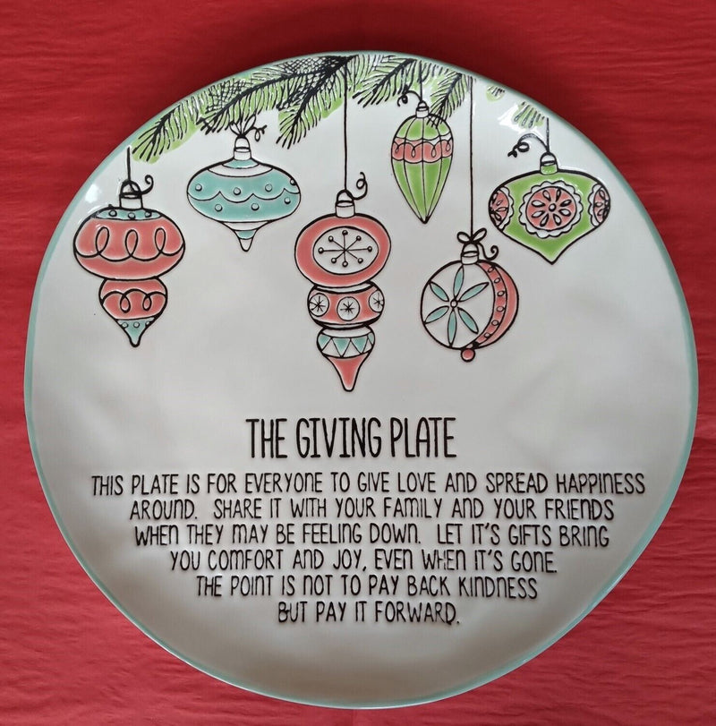 Load image into Gallery viewer, Giving Plate Christmas Retro Ornaments Holidays 11" By Blue Sky Clayworks