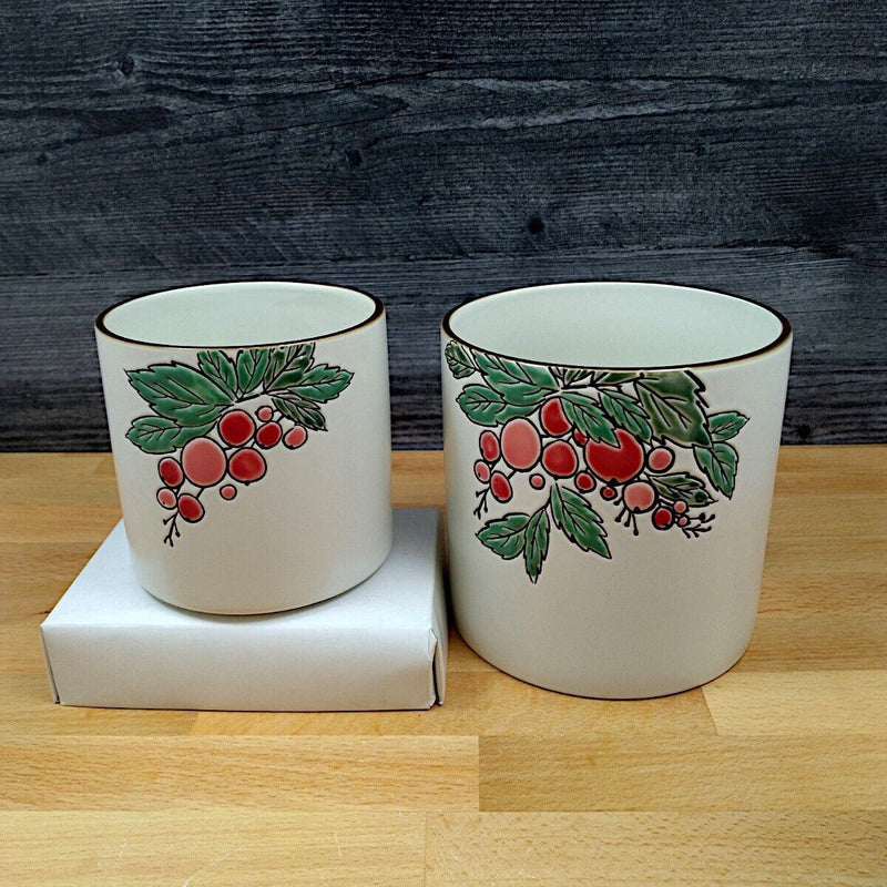 Load image into Gallery viewer, Holiday Berry Floral Canister Set of 2 Embossed Jars Home Décor 4 & 5"