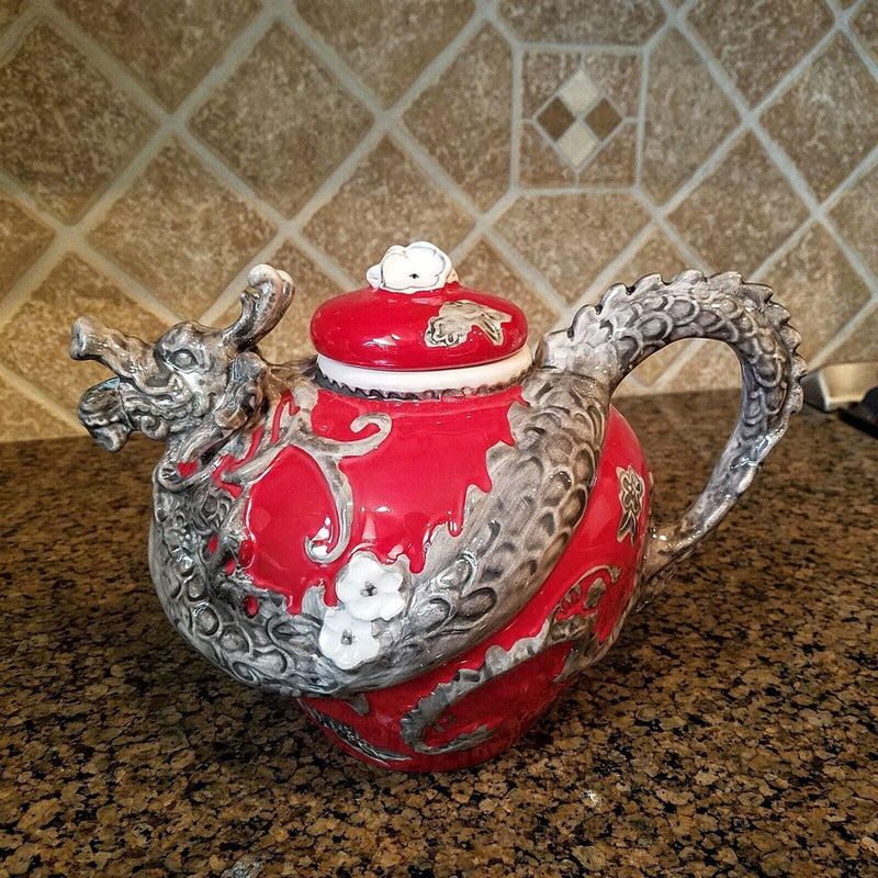 Load image into Gallery viewer, Red Dragon Teapot Decorative Collectible Kitchen Décor Heather Goldminc Blue Sky