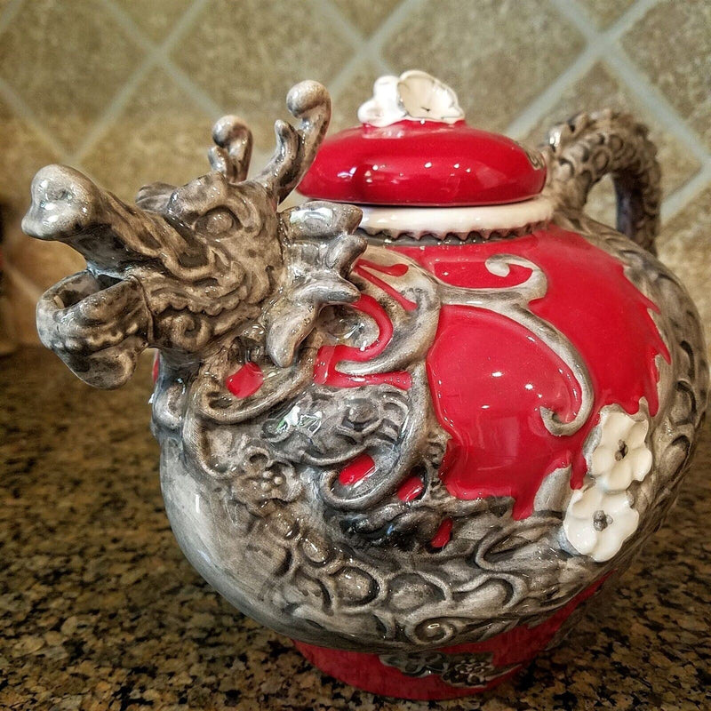Load image into Gallery viewer, Red Dragon Teapot Decorative Collectible Kitchen Décor Heather Goldminc Blue Sky