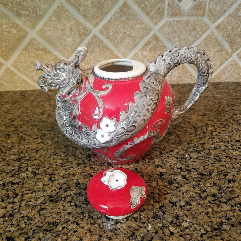 Load image into Gallery viewer, Red Dragon Teapot Decorative Collectible Kitchen Décor Heather Goldminc Blue Sky