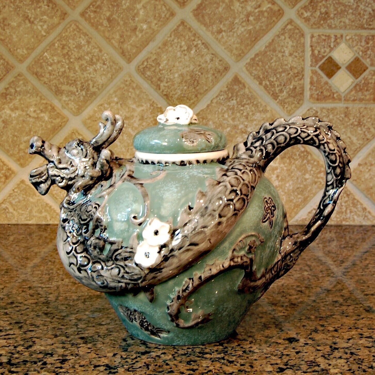 Green Dragon Teapot Collectible Decorative Kitchen Home Décor Blue Sky – Premier  Homegoods