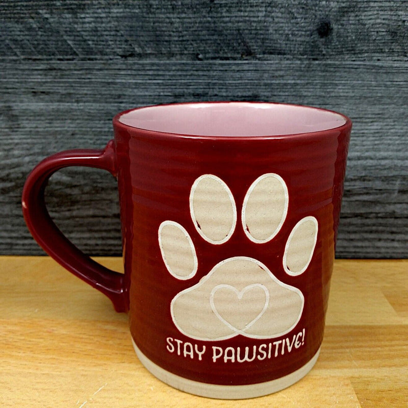 Load image into Gallery viewer, Stay Pawsitive Dog Inspirational Coffee Mug 18oz 532ml Embossed Tea Cup Blue Sky