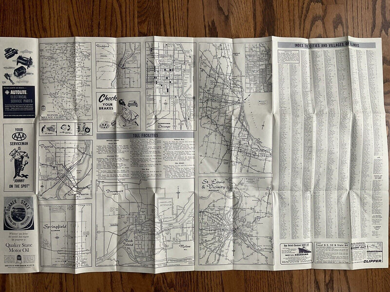 Load image into Gallery viewer, Road Map of Illinois State by AAA Travel Transportation 1961-1962
