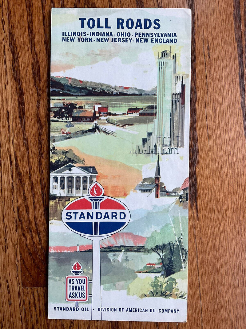 Load image into Gallery viewer, 1960s Standard American Oil Toll Road Highway Travel Map IL IN OH PA NY NJ NE