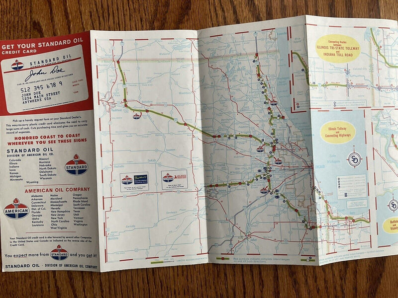 Load image into Gallery viewer, 1960s Standard American Oil Toll Road Highway Travel Map IL IN OH PA NY NJ NE
