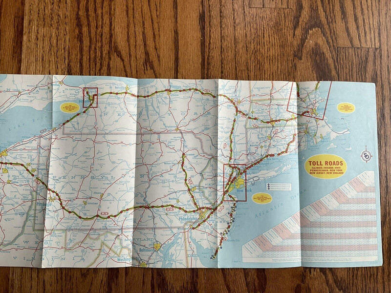Load image into Gallery viewer, 1960s Standard American Oil Toll Road Highway Travel Map IL IN OH PA NY NJ NE