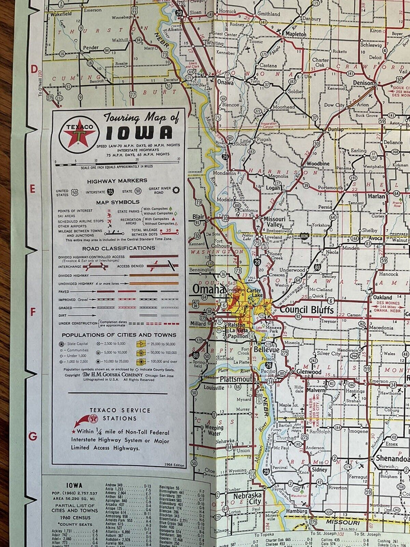 Load image into Gallery viewer, 1964 Iowa Standard Oil State Highway Transportation Travel Road Map in US