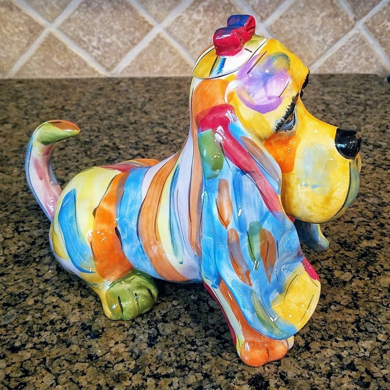 Load image into Gallery viewer, Basset Hound Dog Teapot Décor Ceramics Animal Tea Pot Blue Sky Heather Goldminc