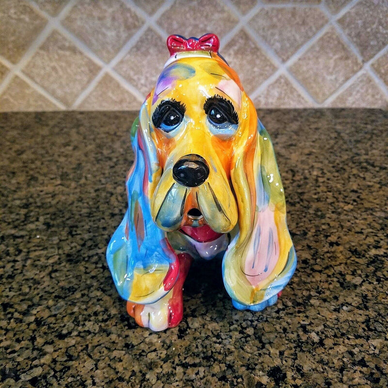 Load image into Gallery viewer, Basset Hound Dog Teapot Décor Ceramics Animal Tea Pot Blue Sky Heather Goldminc