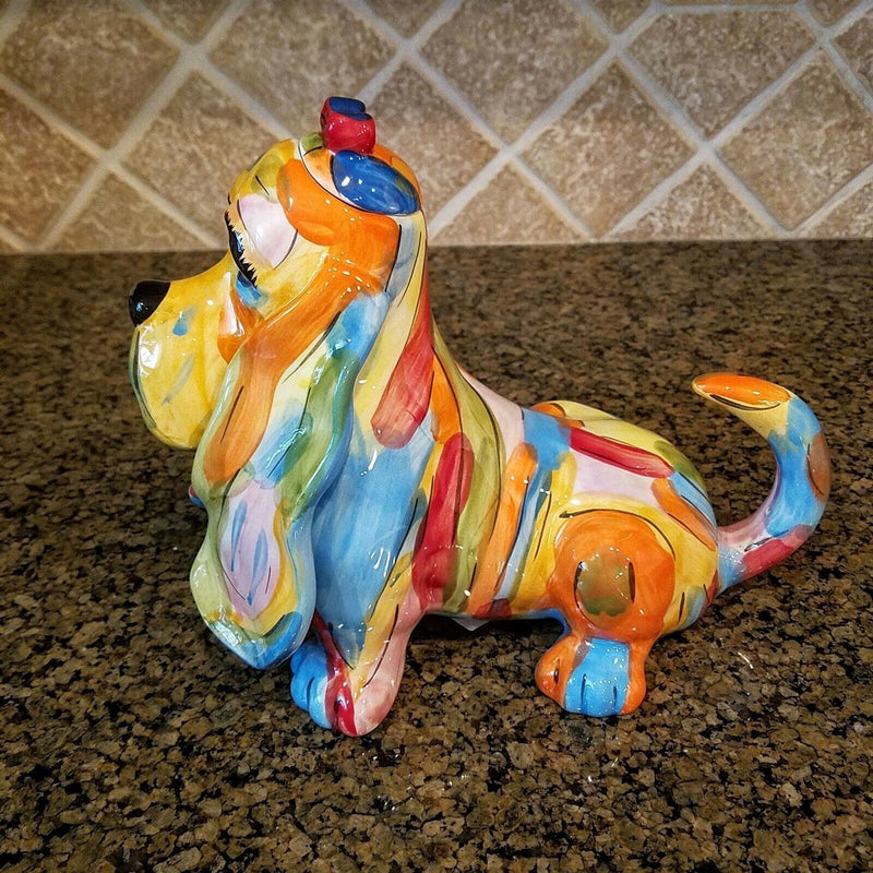 Load image into Gallery viewer, Basset Hound Dog Teapot Décor Ceramics Animal Tea Pot Blue Sky Heather Goldminc