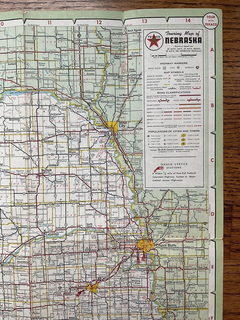 Load image into Gallery viewer, 1964 Texaco Nebraska State Highway Transportation Travel Road Map