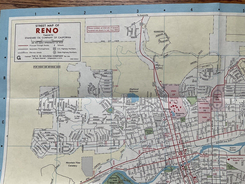 Load image into Gallery viewer, 1966 Chevron Standard Reno Nevada Travel Road Map