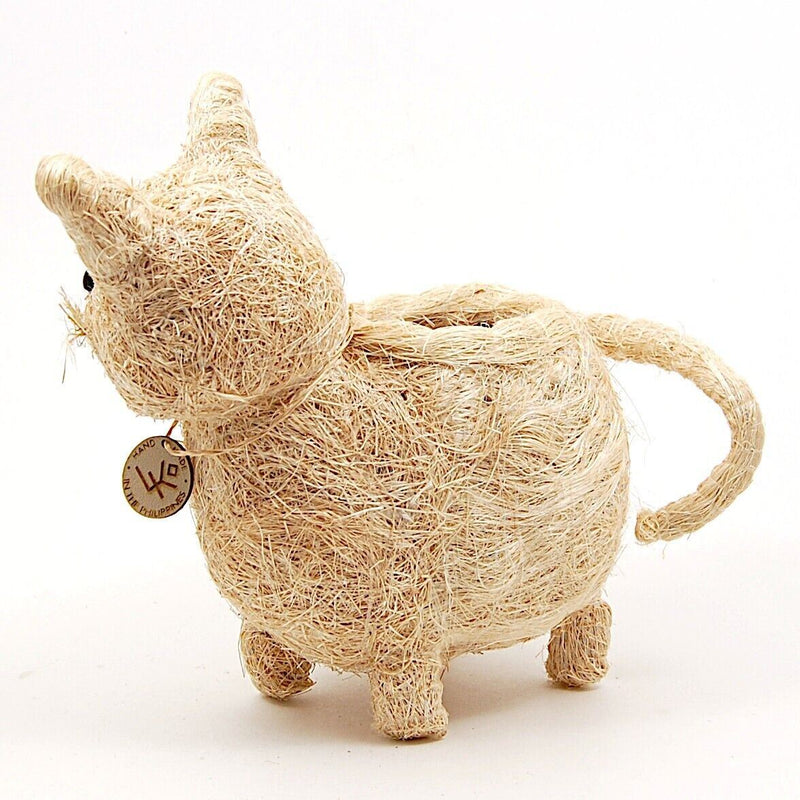 Load image into Gallery viewer, Cat Flower Pot Beige Coco Coir Animal Succulent Plant Holder