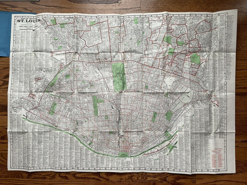 Load image into Gallery viewer, Vintage H.E. Gross Henry Emmett Map of Greater St. Louis Travel Road Map