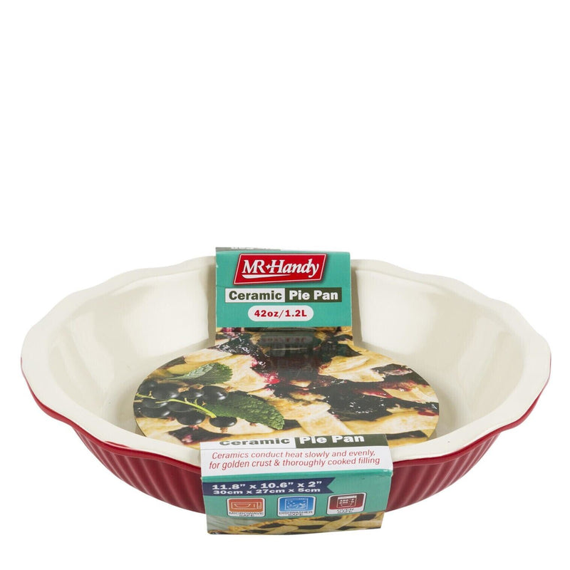 Load image into Gallery viewer, 1.3 qt Round Pie Baking Pan Red Ceramic Casserole Baker Roasting Dish (1.2liter)