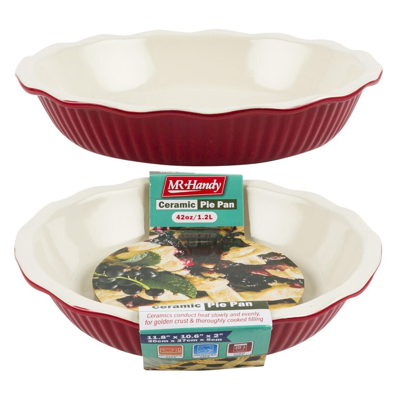 Load image into Gallery viewer, 1.3 qt Round Pie Baking Pan Red Ceramic Casserole Baker Roasting Dish (1.2liter)