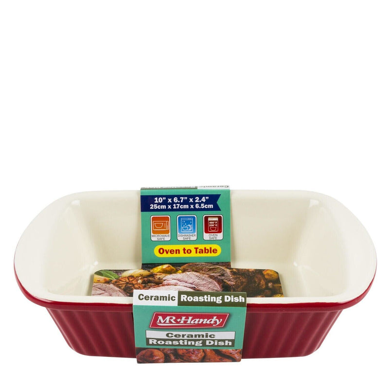Load image into Gallery viewer, 36oz Rectangle Baking Pan Red Ceramic Casserole Baker Roasting Loaf Dish