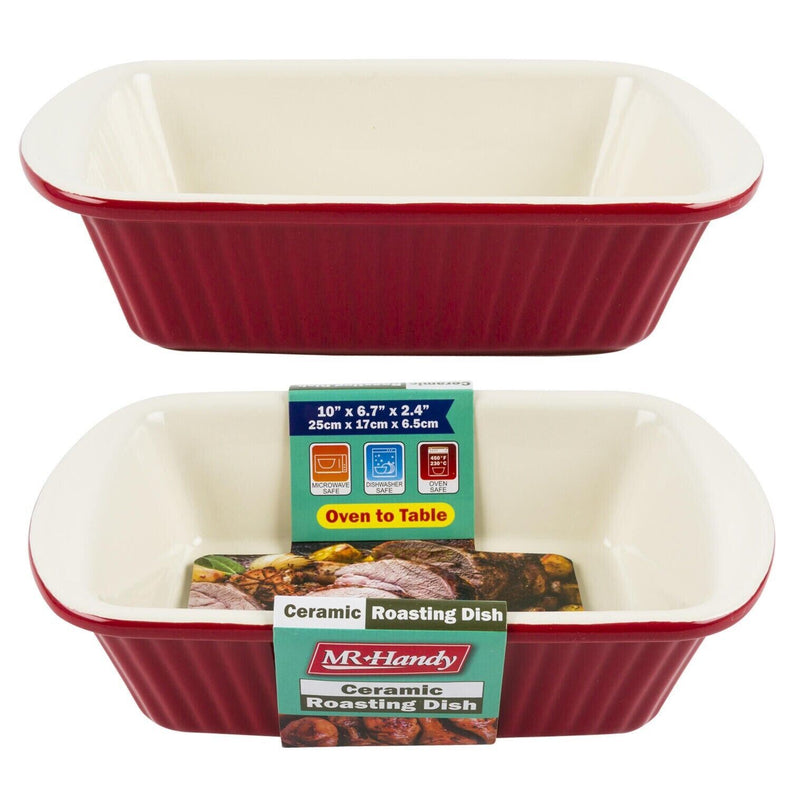 Load image into Gallery viewer, 36oz Rectangle Baking Pan Red Ceramic Casserole Baker Roasting Loaf Dish