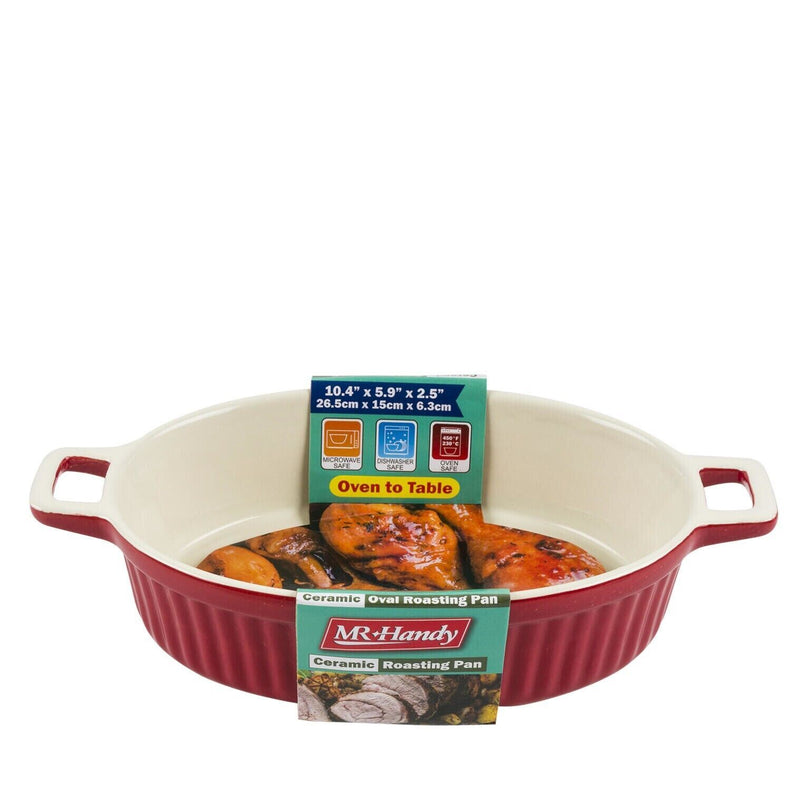 Load image into Gallery viewer, 28oz Oval Baking Pan Red Ceramic Casserole Baker Roasting Dish