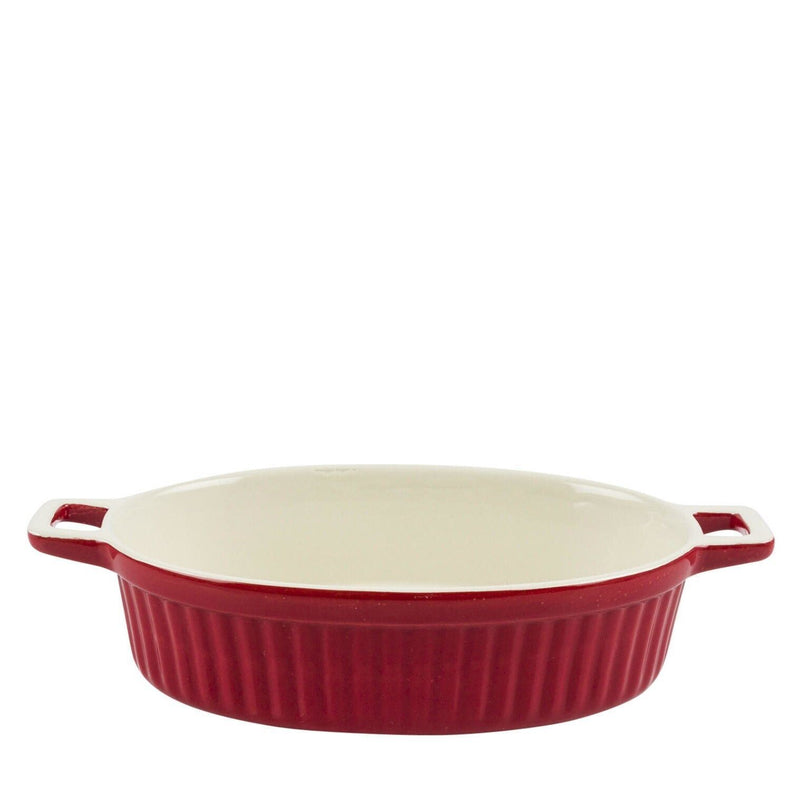 Load image into Gallery viewer, 28oz Oval Baking Pan Red Ceramic Casserole Baker Roasting Dish