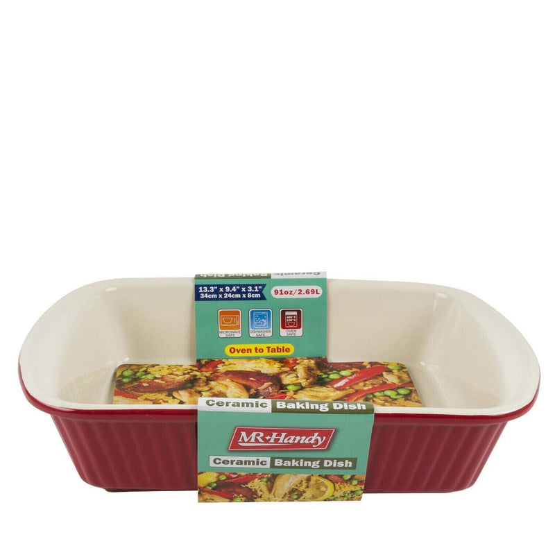 Load image into Gallery viewer, 2.8 qt Rectangle Baking Pan Red Ceramic Casserole Baker Roasting Loaf Dish