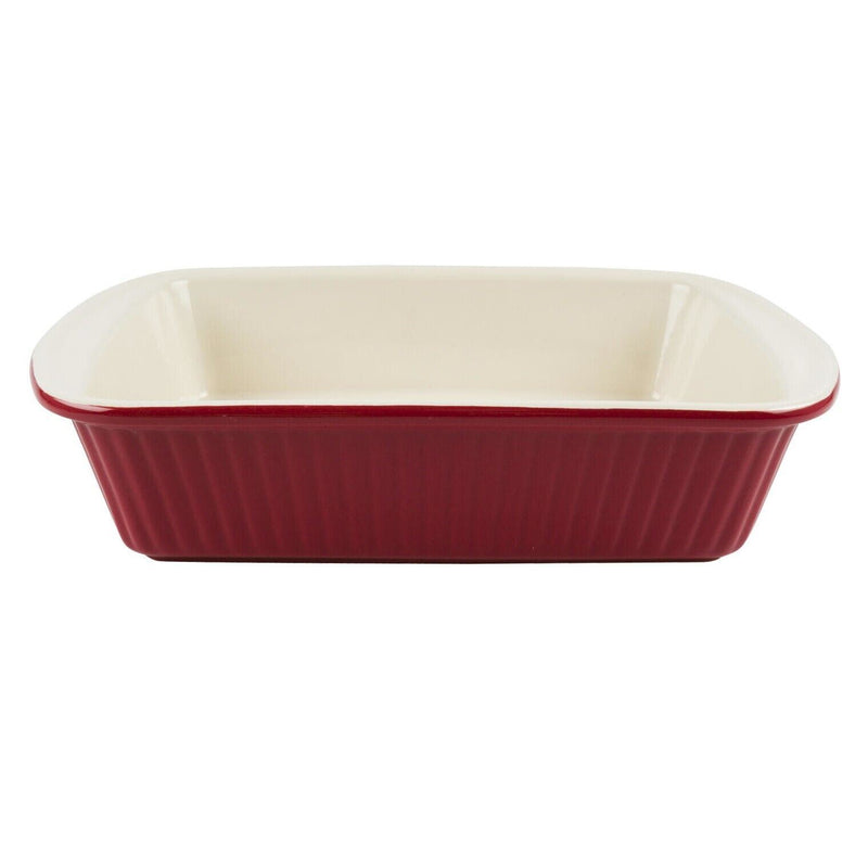 Load image into Gallery viewer, 2.8 qt Rectangle Baking Pan Red Ceramic Casserole Baker Roasting Loaf Dish