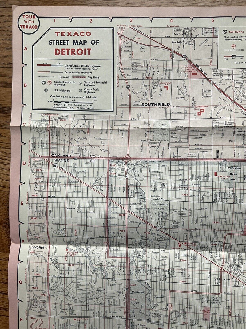 Load image into Gallery viewer, 1965 Texaco Oil Detroit Michigan Highway Transportation Travel Road Map