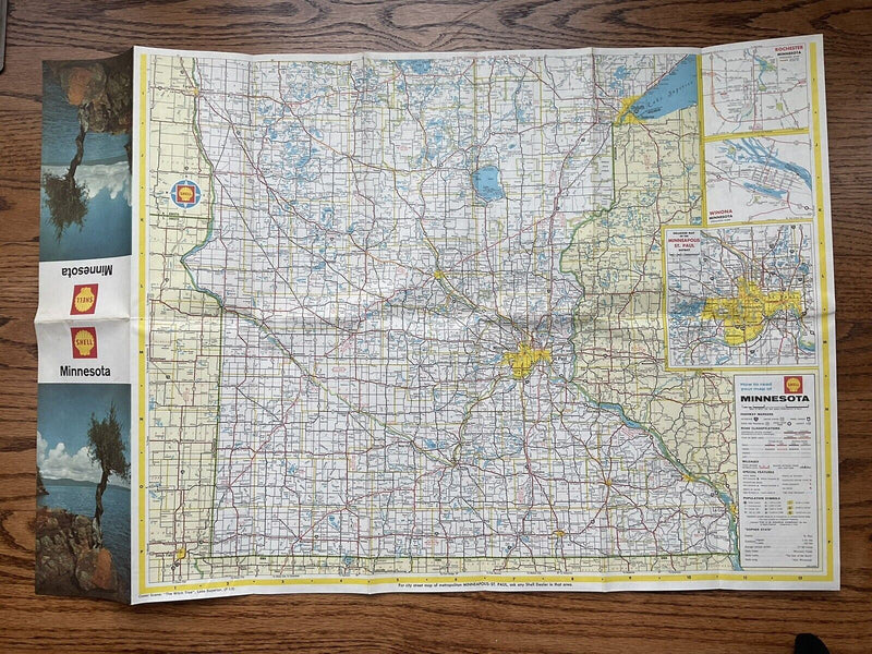 Load image into Gallery viewer, 1965 Shell Oil Minnesota State Highway Transportation Travel Road Map