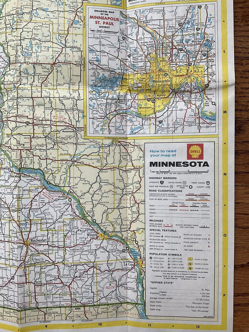 Load image into Gallery viewer, 1965 Shell Oil Minnesota State Highway Transportation Travel Road Map
