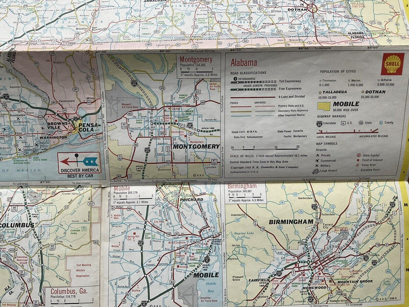 Load image into Gallery viewer, 1968 Shell Oil Alabama State US Highway Transportation Travel Road Map