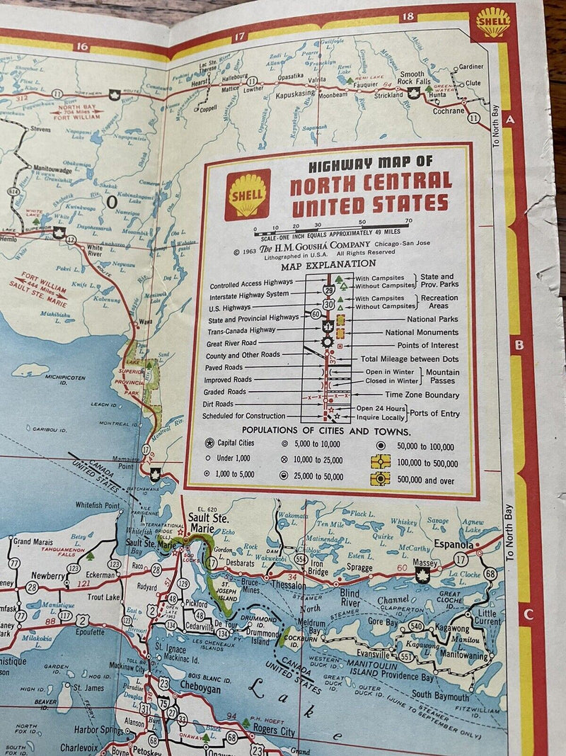 Load image into Gallery viewer, 1963 Shell North Central United States Highway Transportation Travel Road Map