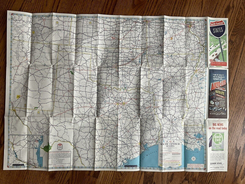 Load image into Gallery viewer, Road Map of South Central States USA by AAA Travel 1958 Transportation
