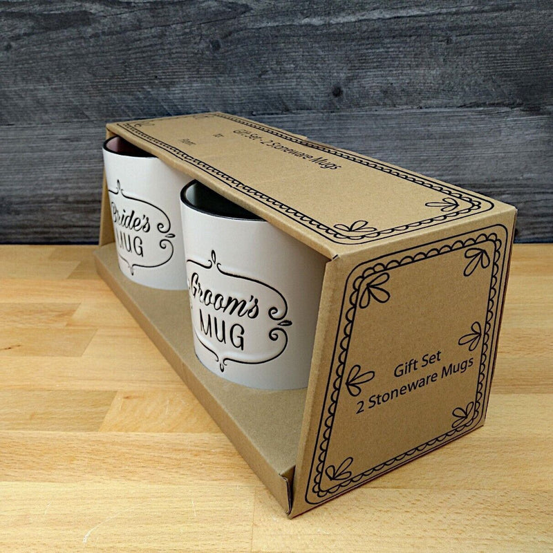 Load image into Gallery viewer, Bride and Groom Coffee Mug Set 21oz (621ml) Each Embossed Tea Cup Blue Sky