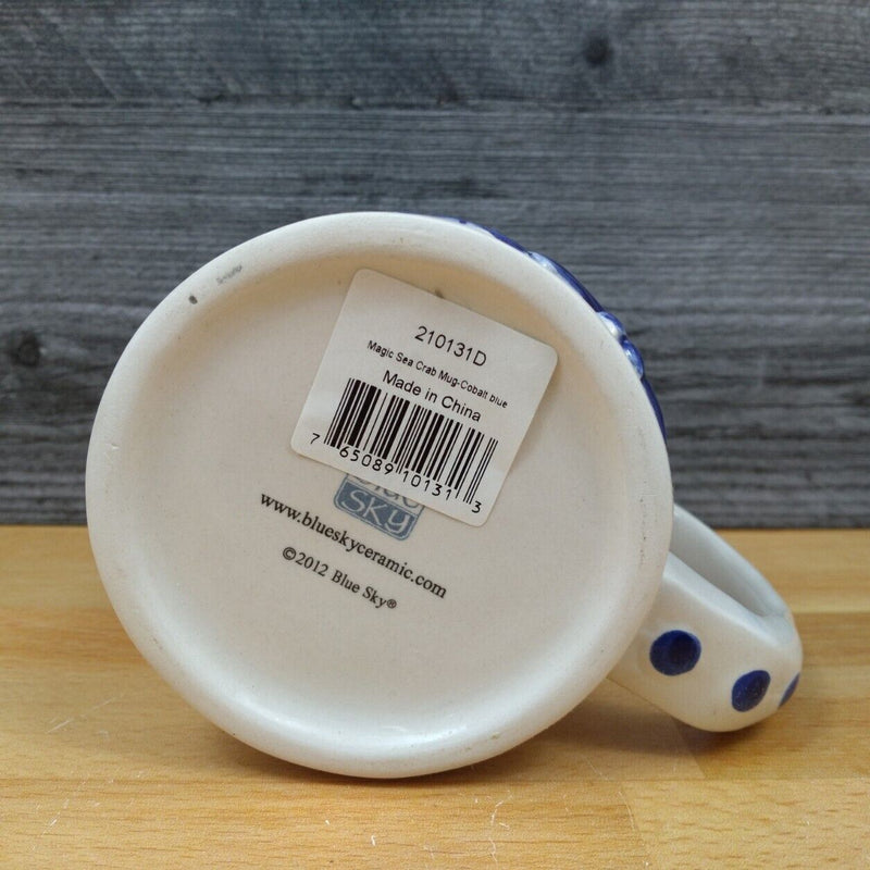 Load image into Gallery viewer, Magic Sea Crab Cobalt Coffee Mug Embossed Nautical Tea Cup Ceramic by Blue Sky