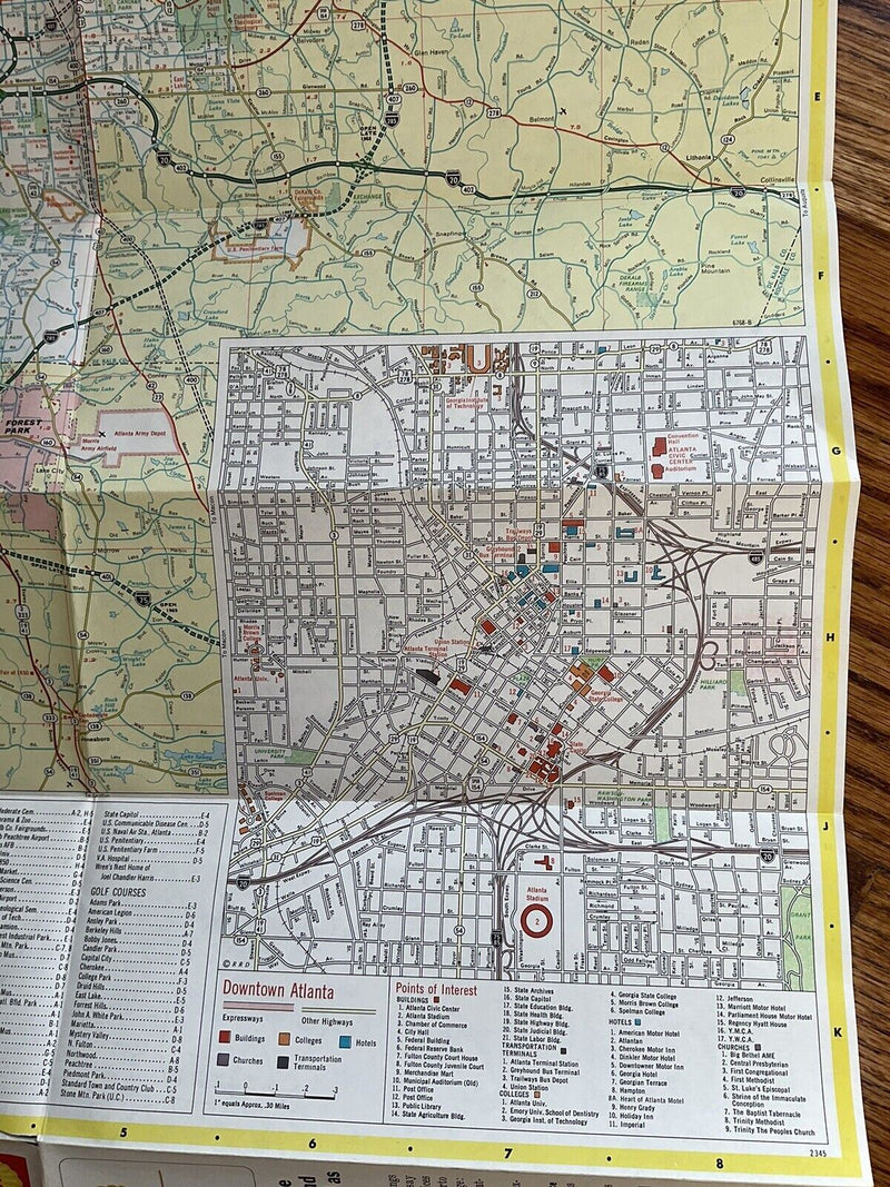 Load image into Gallery viewer, 1968 Shell Oil Georgia State Highway Transportation Travel Road Map with Cities