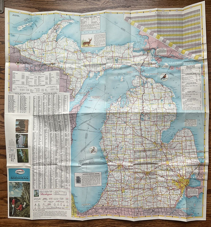 Load image into Gallery viewer, 1965 Leonard Michigan State Highway Transportation Travel Road Map