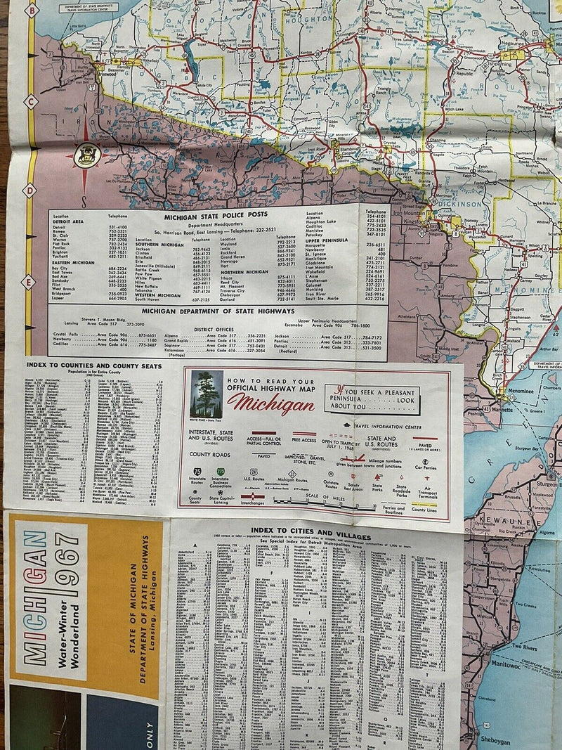 Load image into Gallery viewer, 1967 Official Michigan State Highway Transportation Travel Road Map