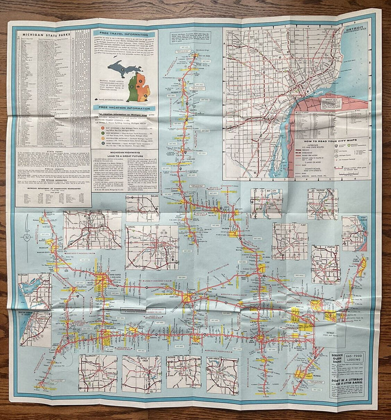 Load image into Gallery viewer, 1967 Official Michigan State Highway Transportation Travel Road Map