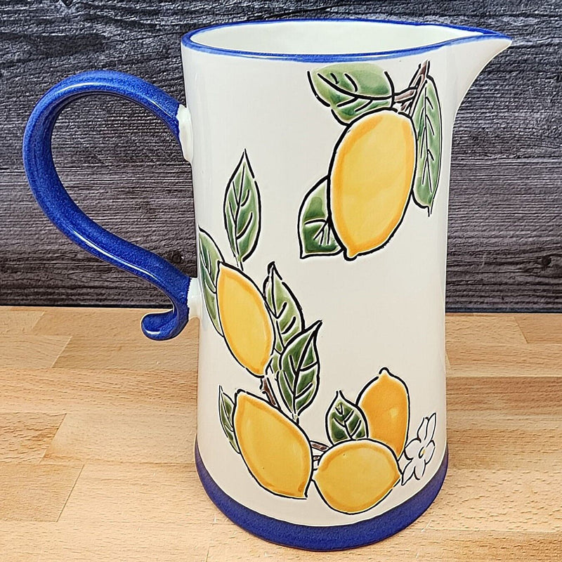 Load image into Gallery viewer, Lemon Fruit Pitcher Embossed Decorative Floral Home by Blue Sky