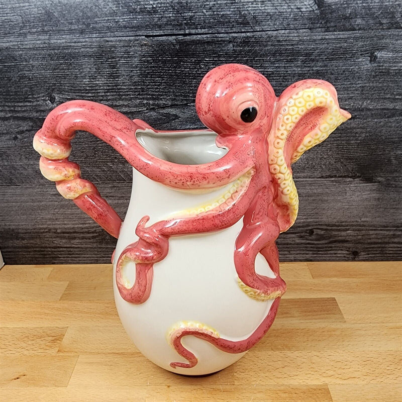 Load image into Gallery viewer, Red Octopus Pitcher Embossed Decorative Ocean Sea Life by Blue Sky Goldminc