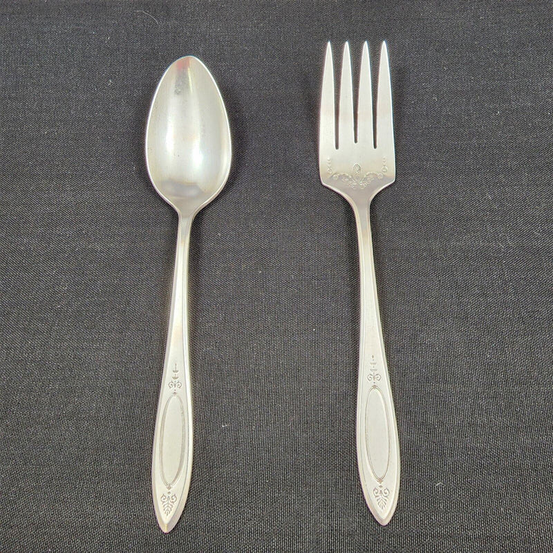 Load image into Gallery viewer, Oneida Community 1917 Adam Silverplate Meat Fork and Table Spoon Server