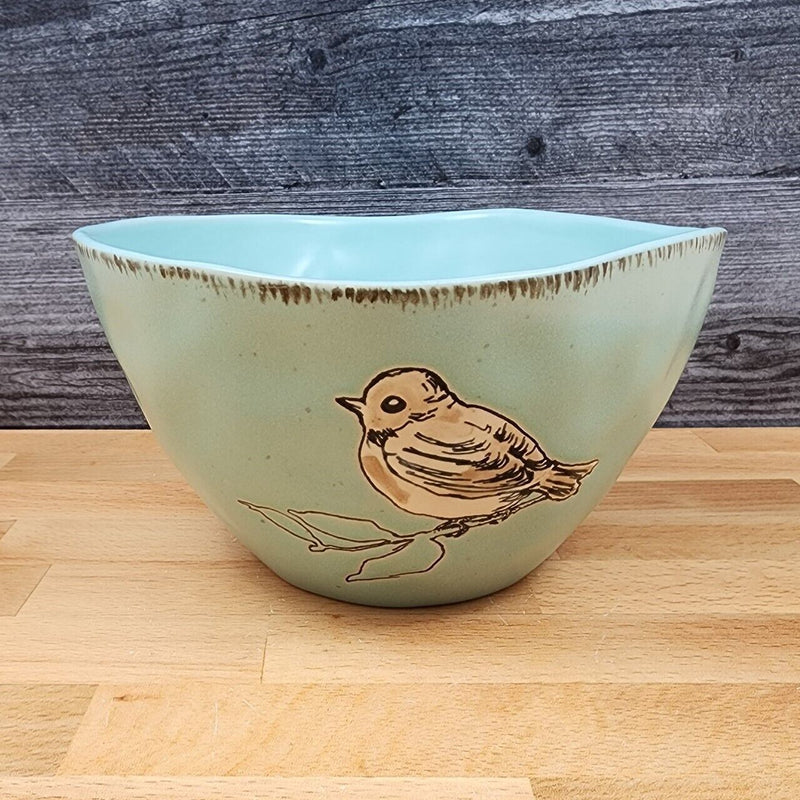 Load image into Gallery viewer, Bird Embossed Fruit Vegetable Serving Bowl Aqua Color by Blue Sky 8" Diameter