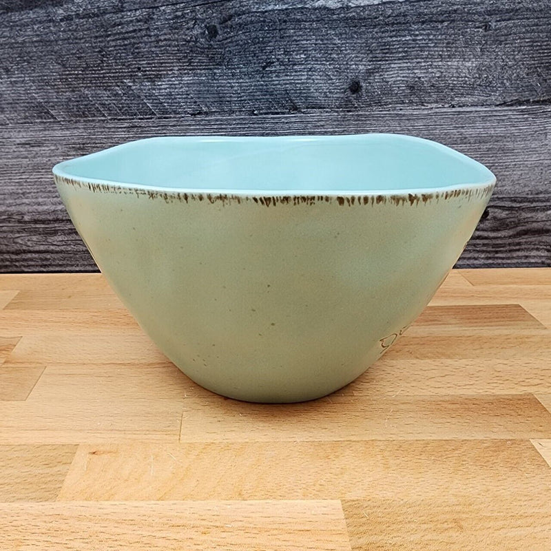 Load image into Gallery viewer, Bird Embossed Fruit Vegetable Serving Bowl Aqua Color by Blue Sky 8" Diameter