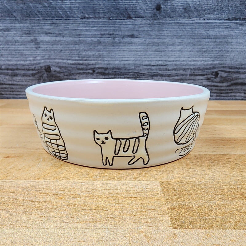 Load image into Gallery viewer, Cat Water or Food Bowl Embossed Treat Dish in Pink and White By Blue Sky