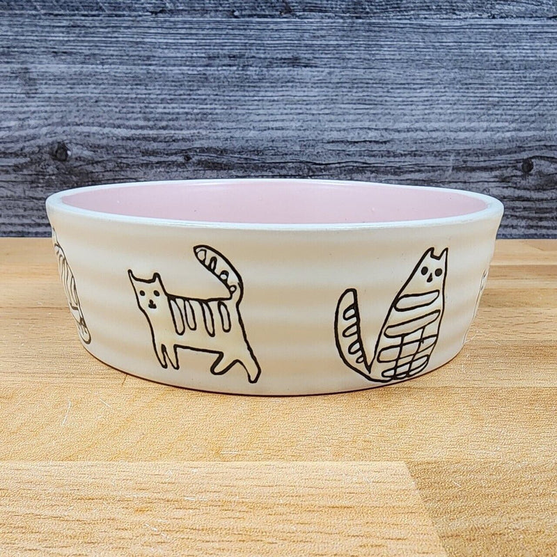 Load image into Gallery viewer, Cat Water or Food Bowl Embossed Treat Dish in Pink and White By Blue Sky