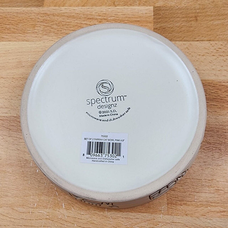 Load image into Gallery viewer, Cat Water or Food Bowl Embossed Treat Dish in Pink and White By Blue Sky