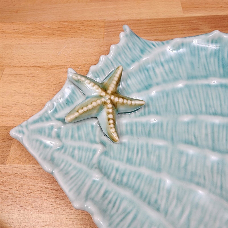 Load image into Gallery viewer, Shell Plate Set of 2 Sea Star Fish Tray Life Ocean Conch Nautical by Blue Sky