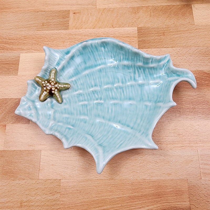 Load image into Gallery viewer, Shell Plate Set of 2 Sea Star Fish Tray Life Ocean Conch Nautical by Blue Sky